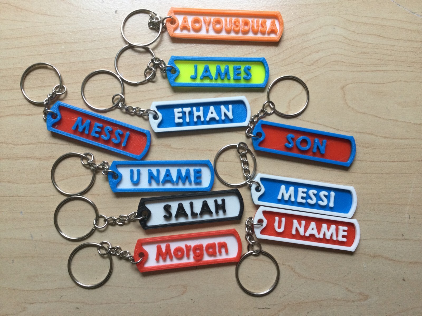 AOYOU3D-Dual Color Custom Name 3D printed Keychain, Made in USA