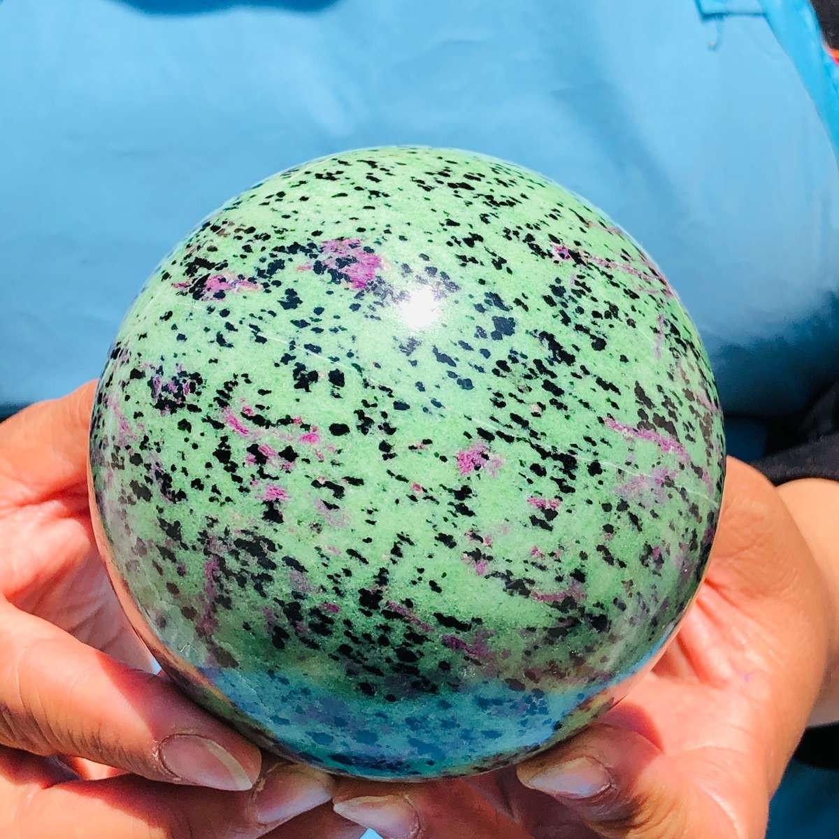 2pcs 6.53LB Natural green Ruby zoisite (anylite) crystal ball sample Healing
