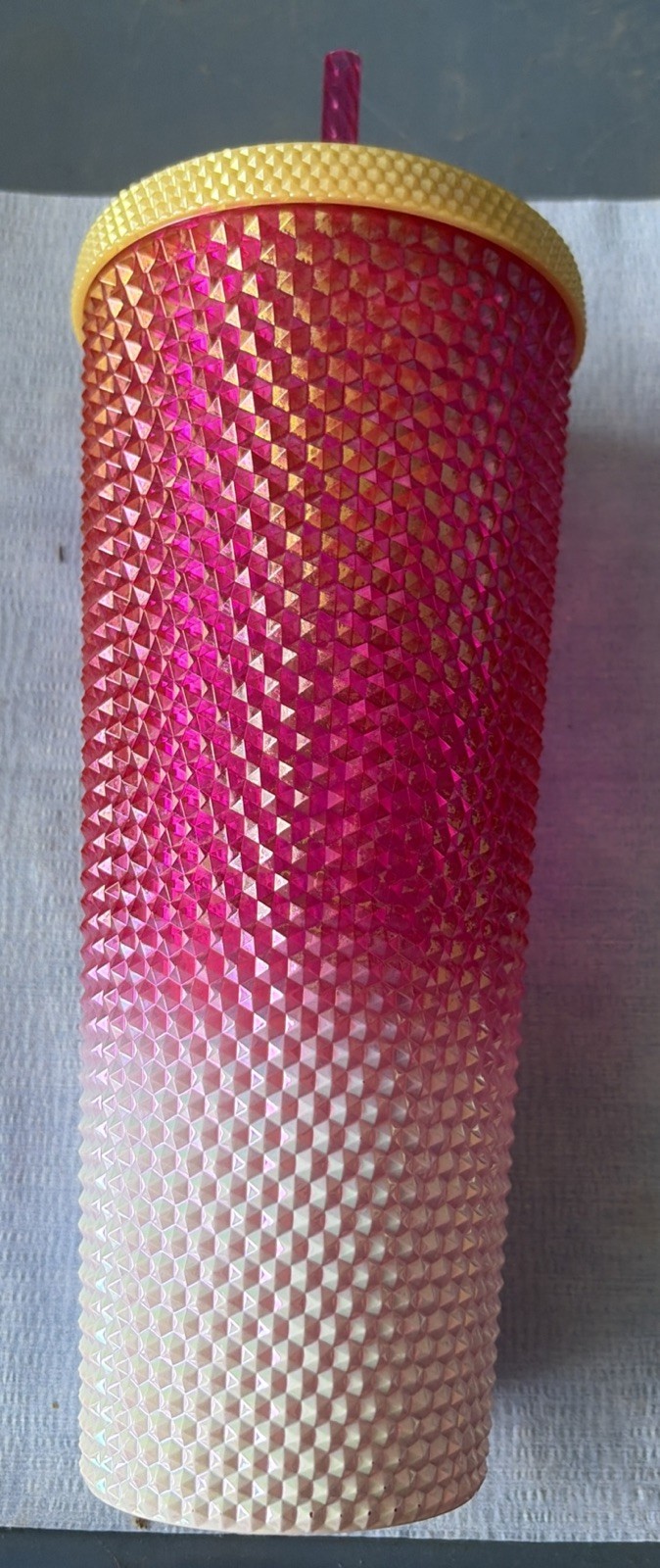 Starbucks Chrome Pink and White Studded Ombré Venti Cold Cup Tumbler 24oz