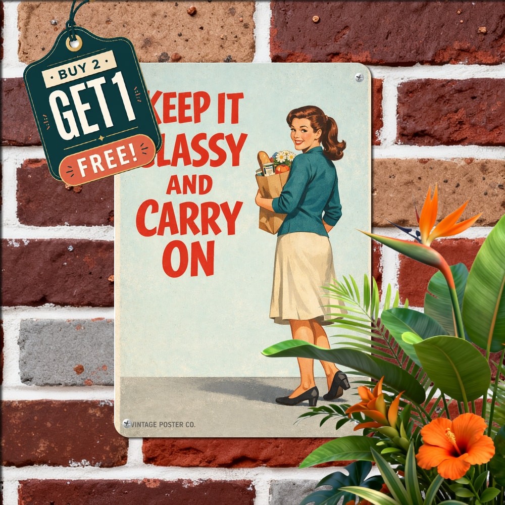 Put On Your Big Panties And Deal With It Funny Motivational Retro Metal Sign