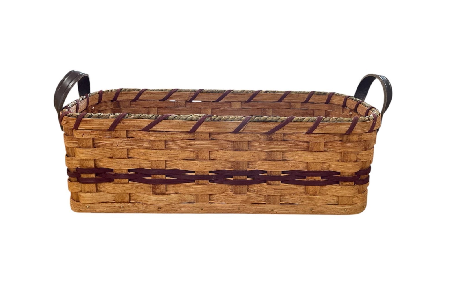 Amish Bread Server Basket Handmade with Leather Handles