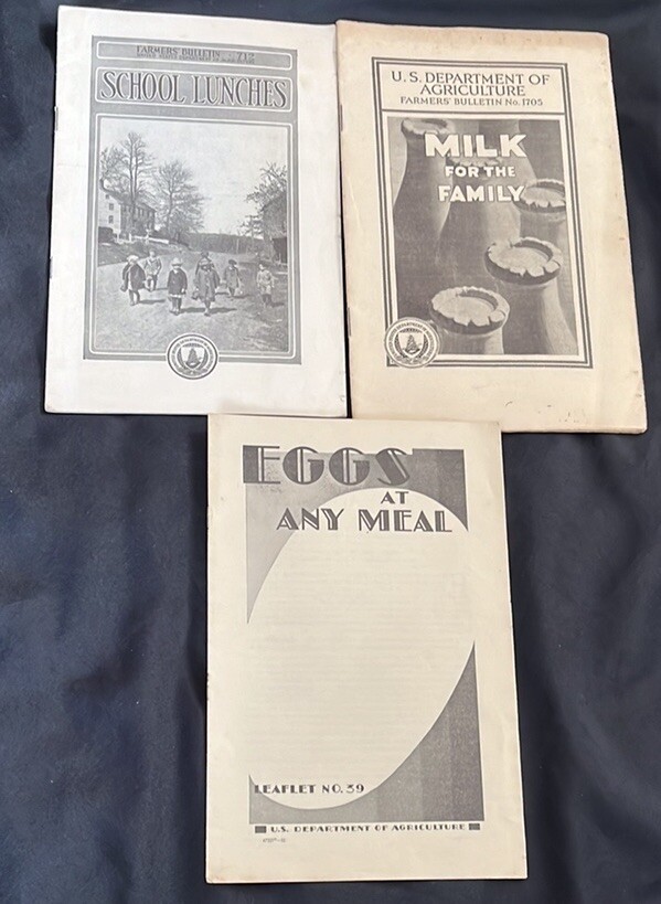 1920s/30s US Department Of Ag Farmers Bulletins/Leaflet~EGGS~MILK~School Lunches