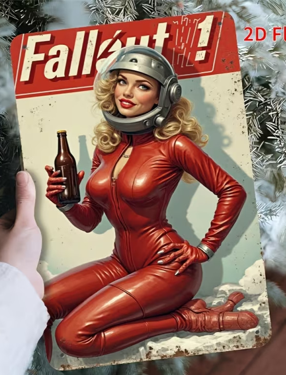 FALLOUT Metal Sign | Female Character -ADVERTISEMENT From Game NEW 8×12