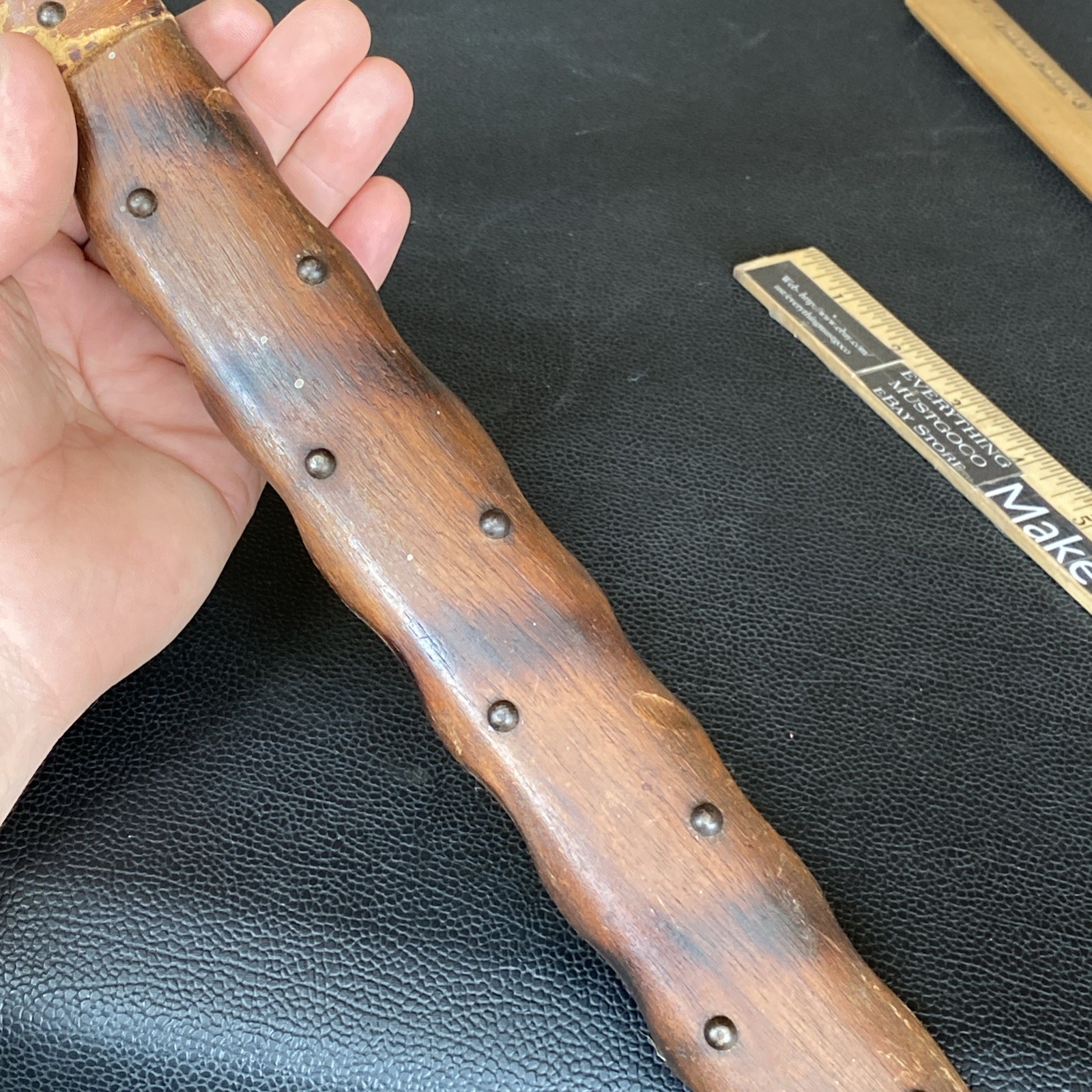 maybe Reproduction? Native American Plains Pipe Tomahawk Engraved Glass Beads