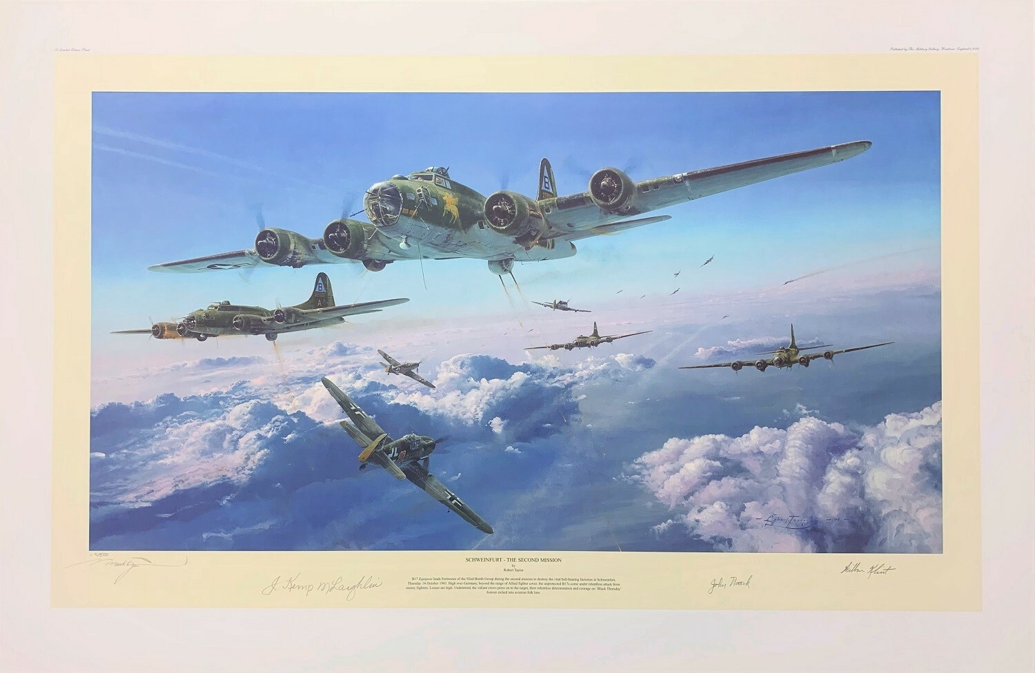 Schweinfurt the Second Mission by Robert Taylor art print signed by B-17 Pilots