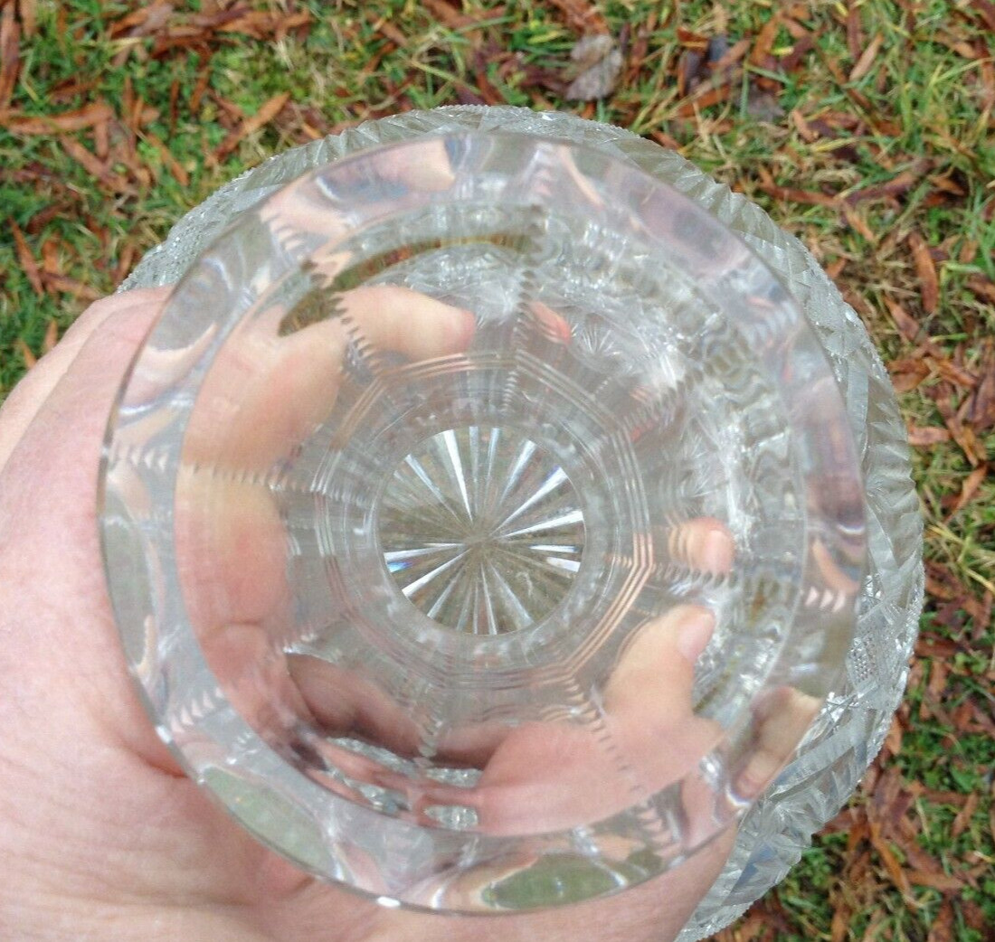 Antique unsigned American Brilliant cut glass 7 1/2″ tall water carafe decanter
