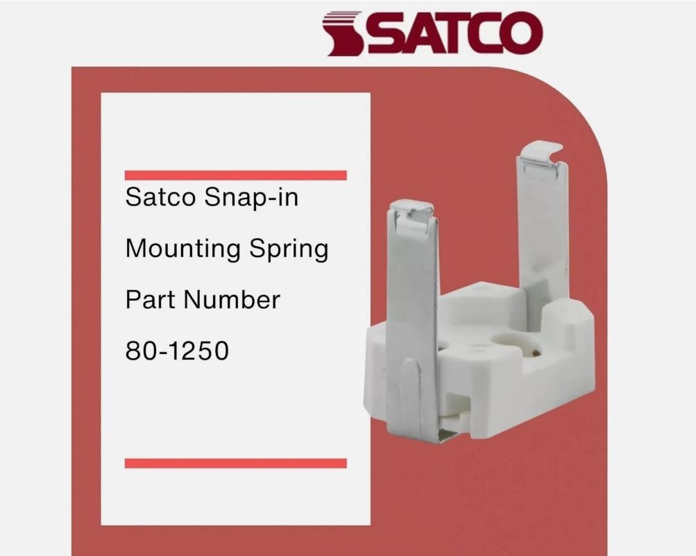 Fluorescent Starter Base Holder Snap-In Mounting Spring White NEW SATCO 80-1250