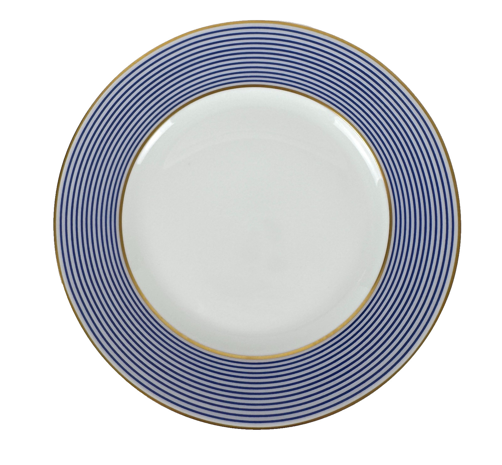 New Raynaud Ceralene Limoges Crinoline Blue Dinner Plate White Blue Gold 9″