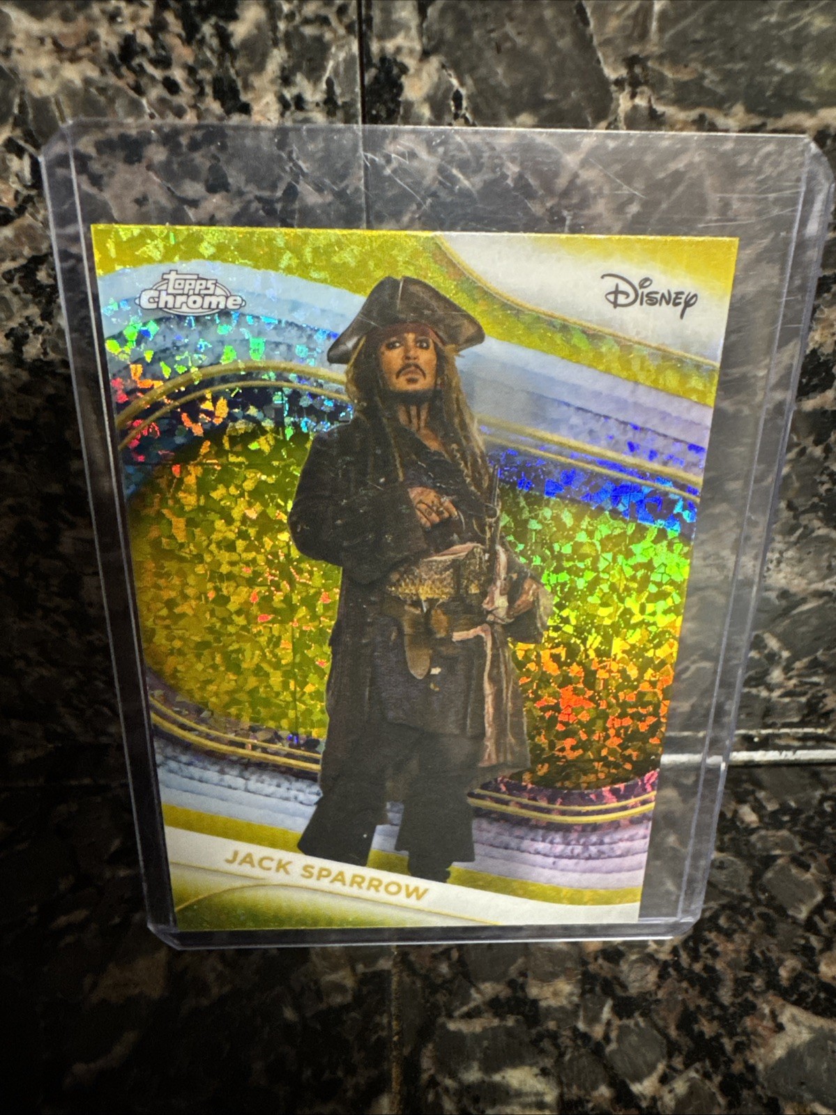 Disney 2025 Topps Chrome Jack Sparrow #3 Yellow Mini Diamond Refractor Pirates
