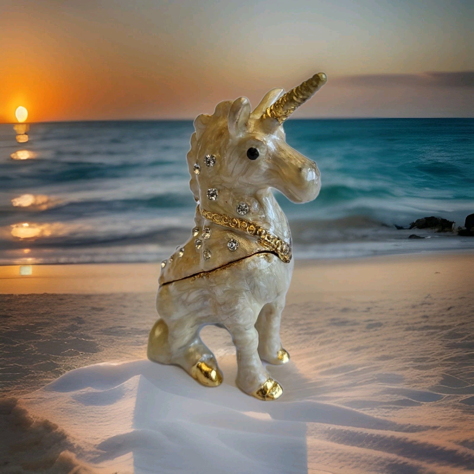 White Unicorn Trinket Box