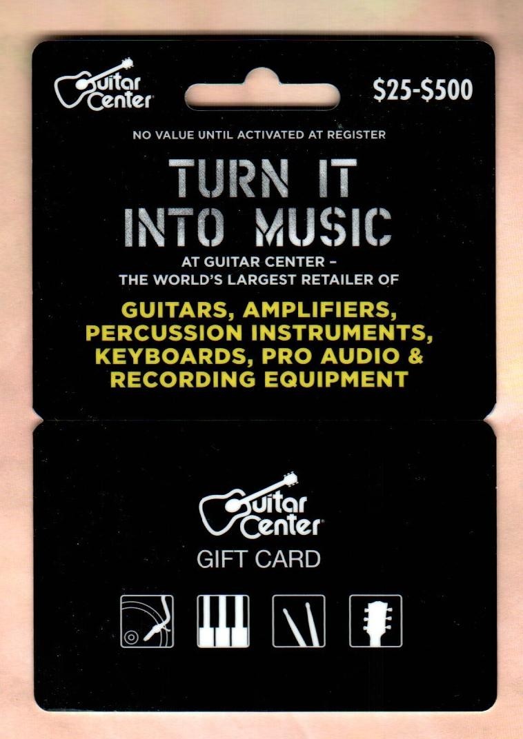 GUITAR CENTER Classic Logo, White on Black ( 2008 ) Gift Card ( $0 – NO VALUE )