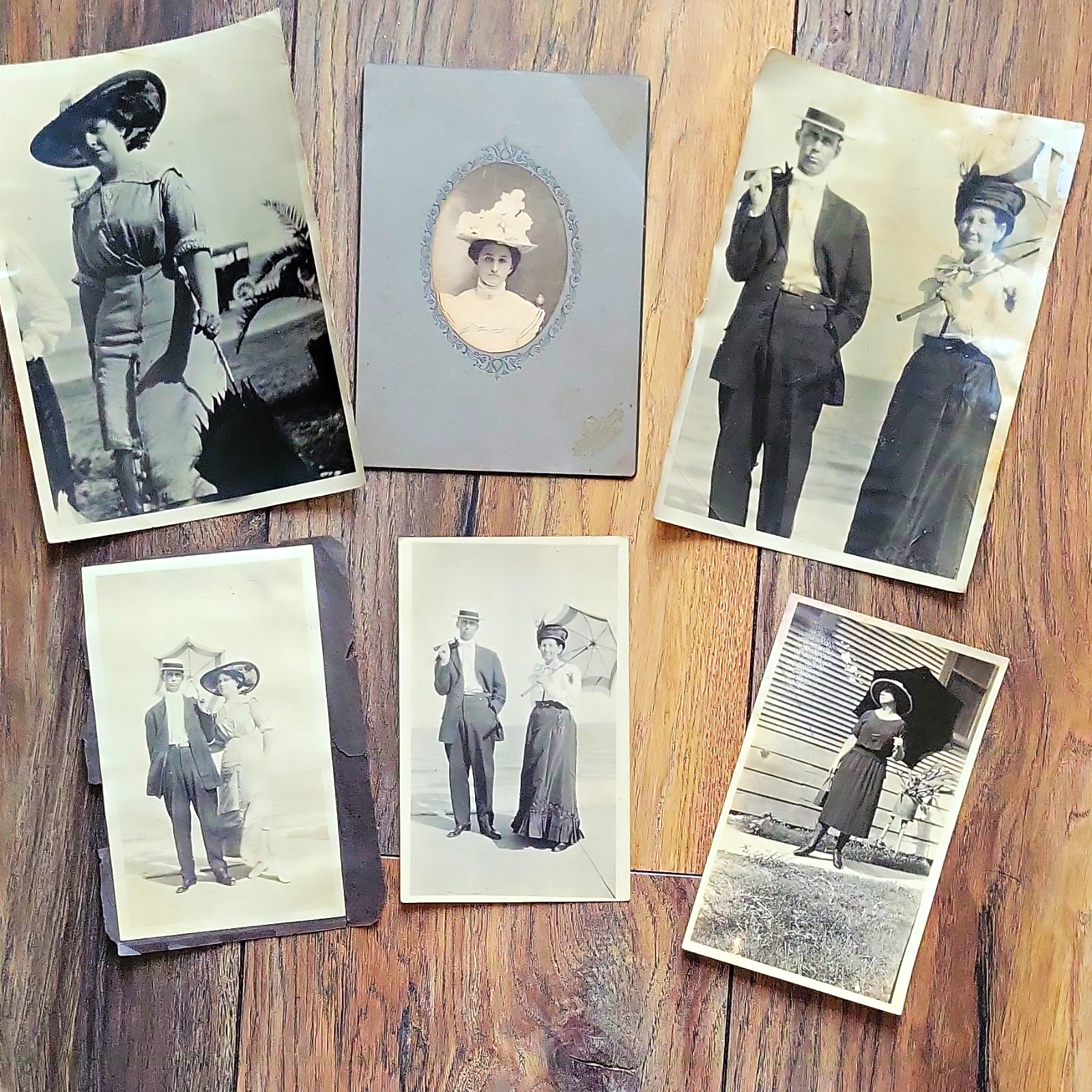 Vintage Black & White Photograph Lot of 6 People Portrait + Postcard, Unframed