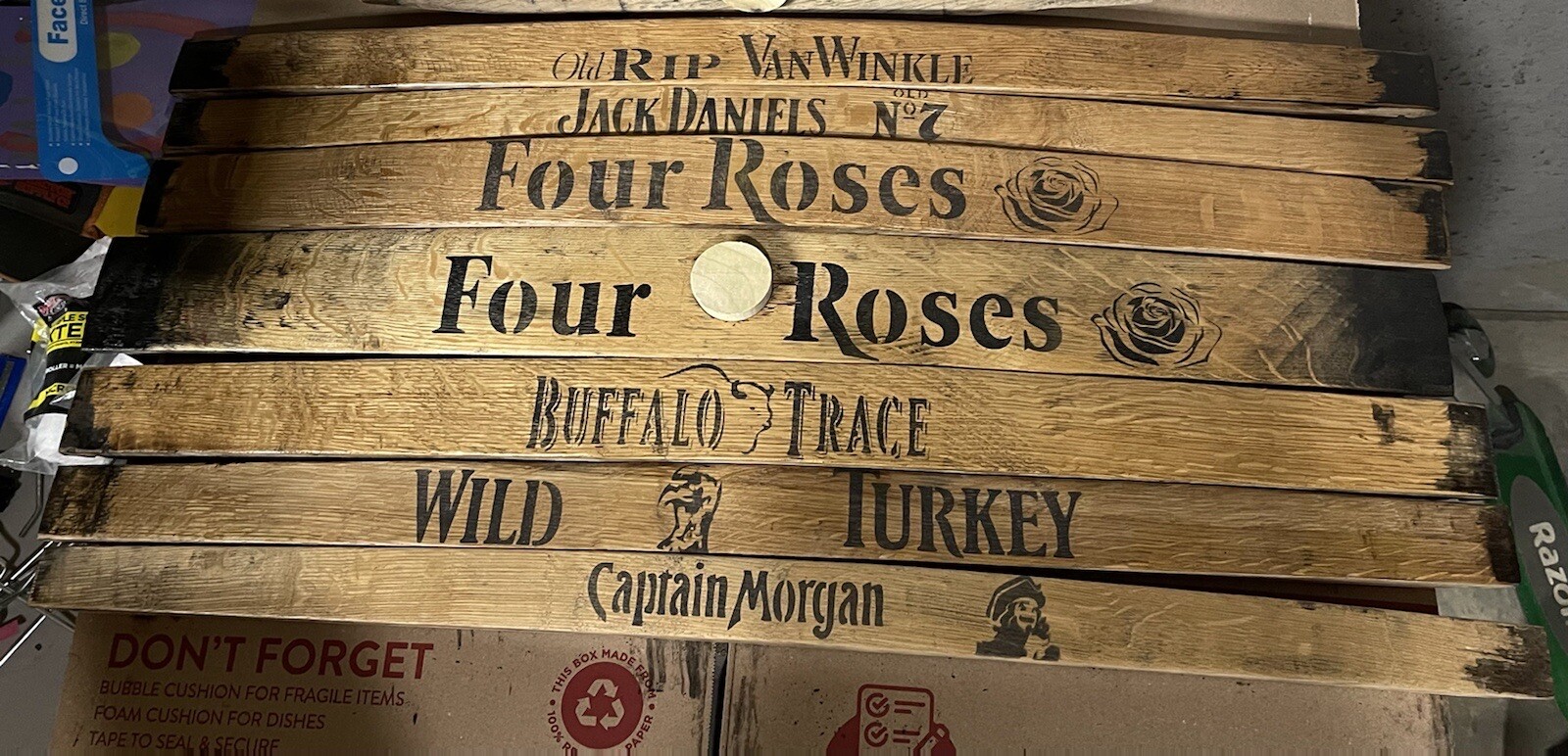 BUFFALO TRACE BOURBON BARREL STAVES ,PAPPY,BLANTON, W.L. WELLER ETC.
