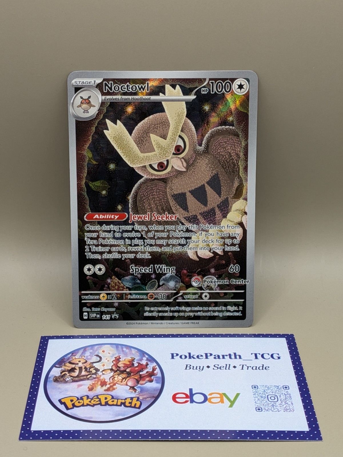 Pokémon TCG – Noctowl SVP 141 Pokemon Center STAMPED Stellar Crown ETB promo NM