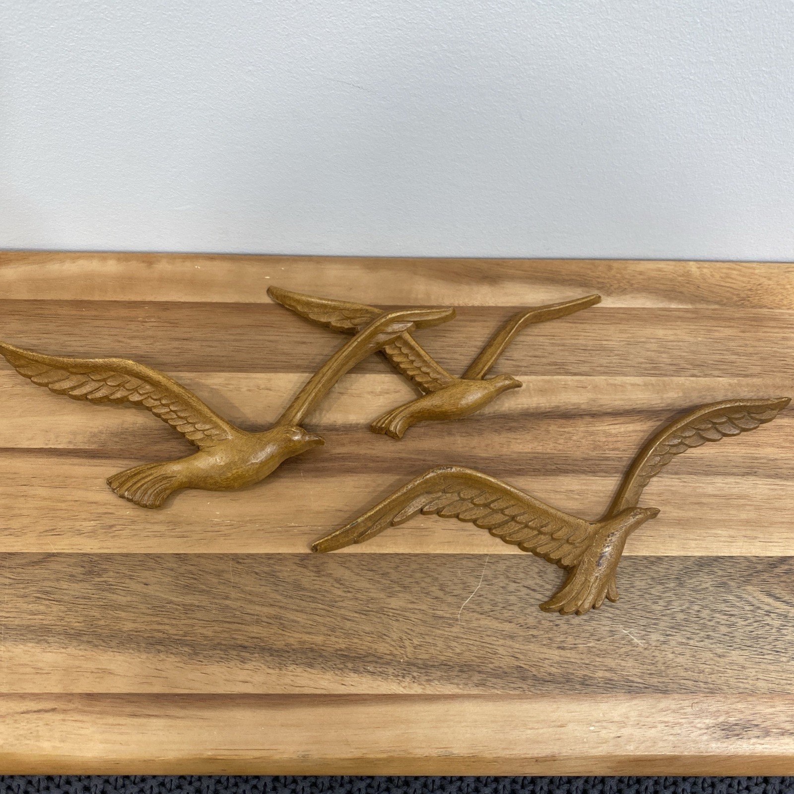 Vtg Homco Flying Birds Seagulls Brown Wall Art Decor Plastic Retro Seaside 7619