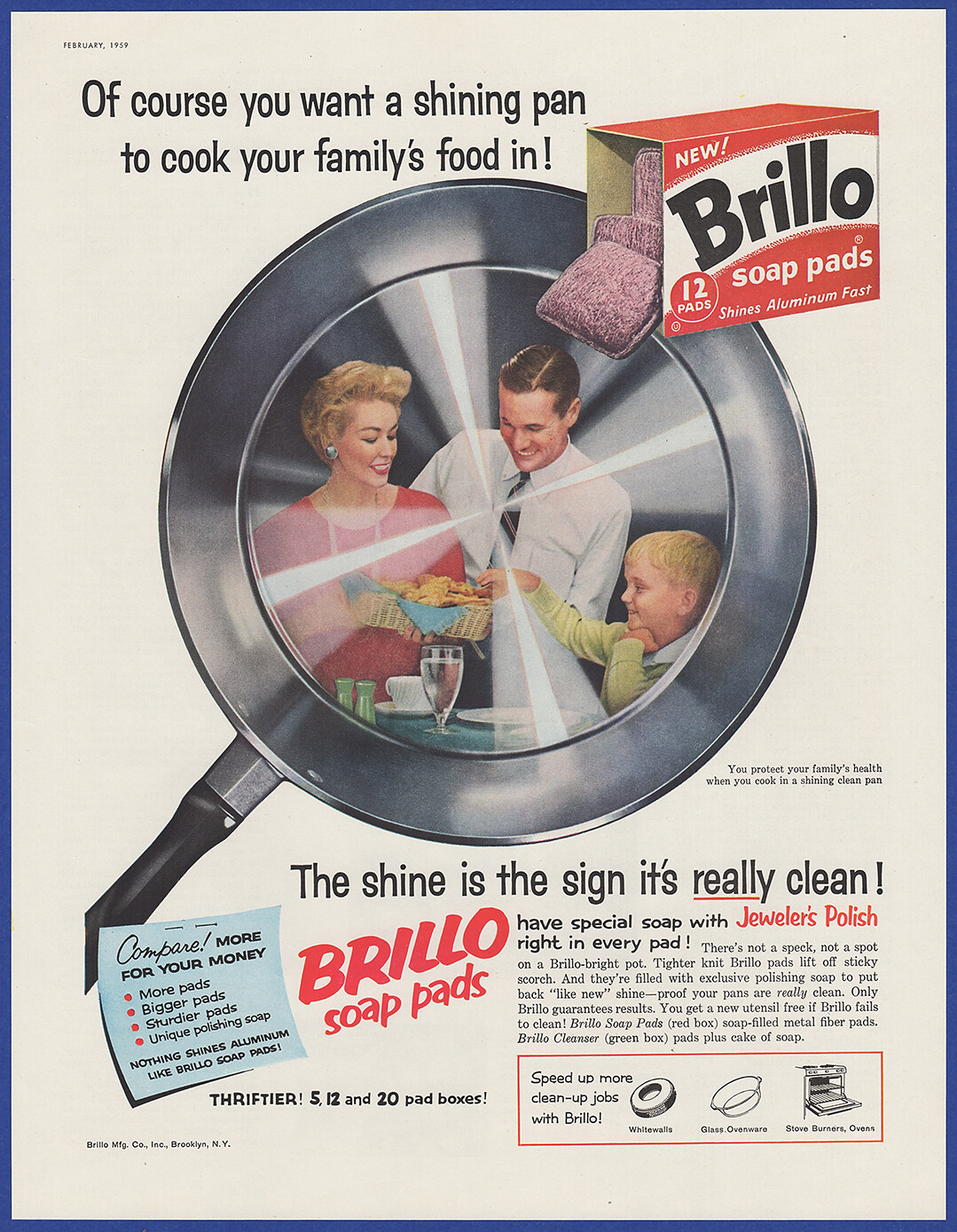 Vintage 1959 BRILLO Soap Pads Cleaner Cleanser Ephemera 1950’s Print Ad