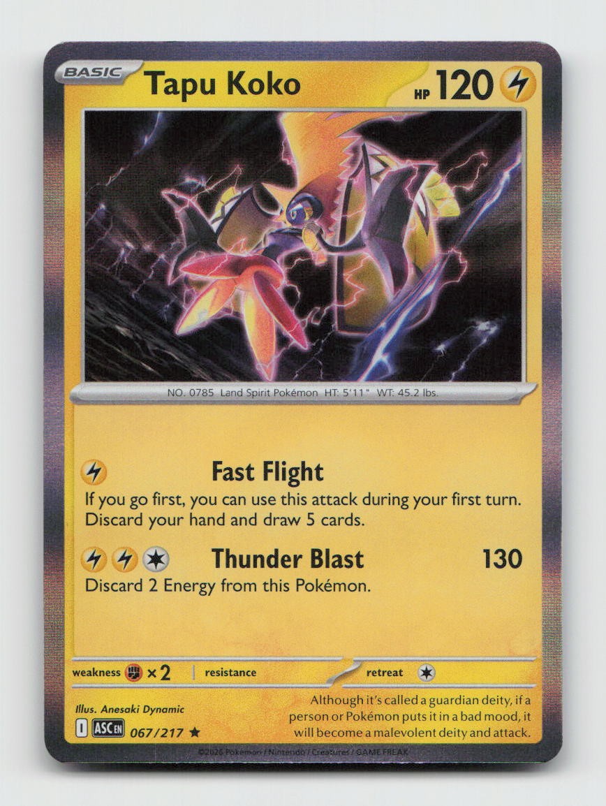 Tapu Koko 067/217 Rare ASC Ascended Heroes Pokemon Holo Near Mint
