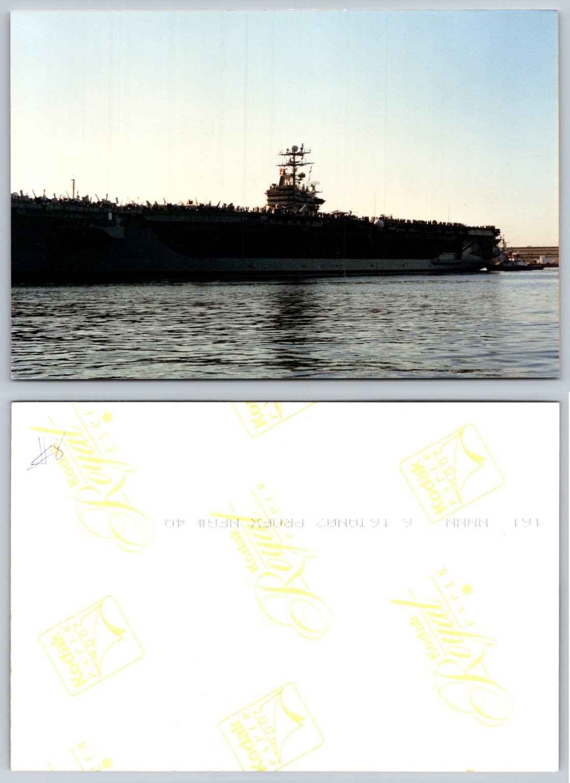 Vintage Real Photo US Navy Aircraft Carrier Ship Sailors Kodak Print