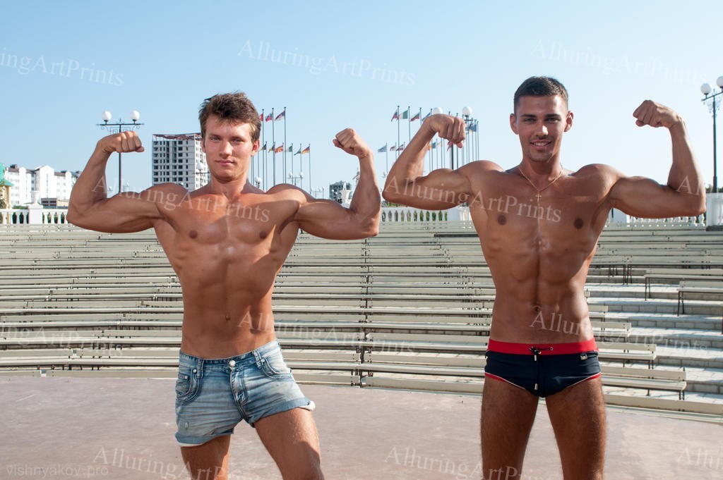 Male Models Photo Print Muscular Handsome Shirtless Hunk Abs -UU1124