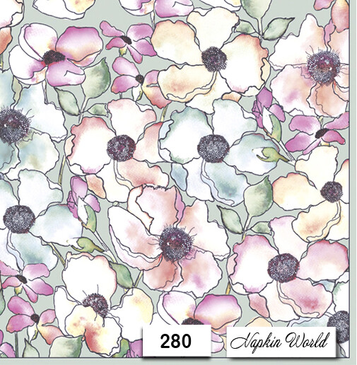 (280) TWO Individual Paper LUNCHEON Decoupage Napkins – PASTEL FLOWERS FLORAL
