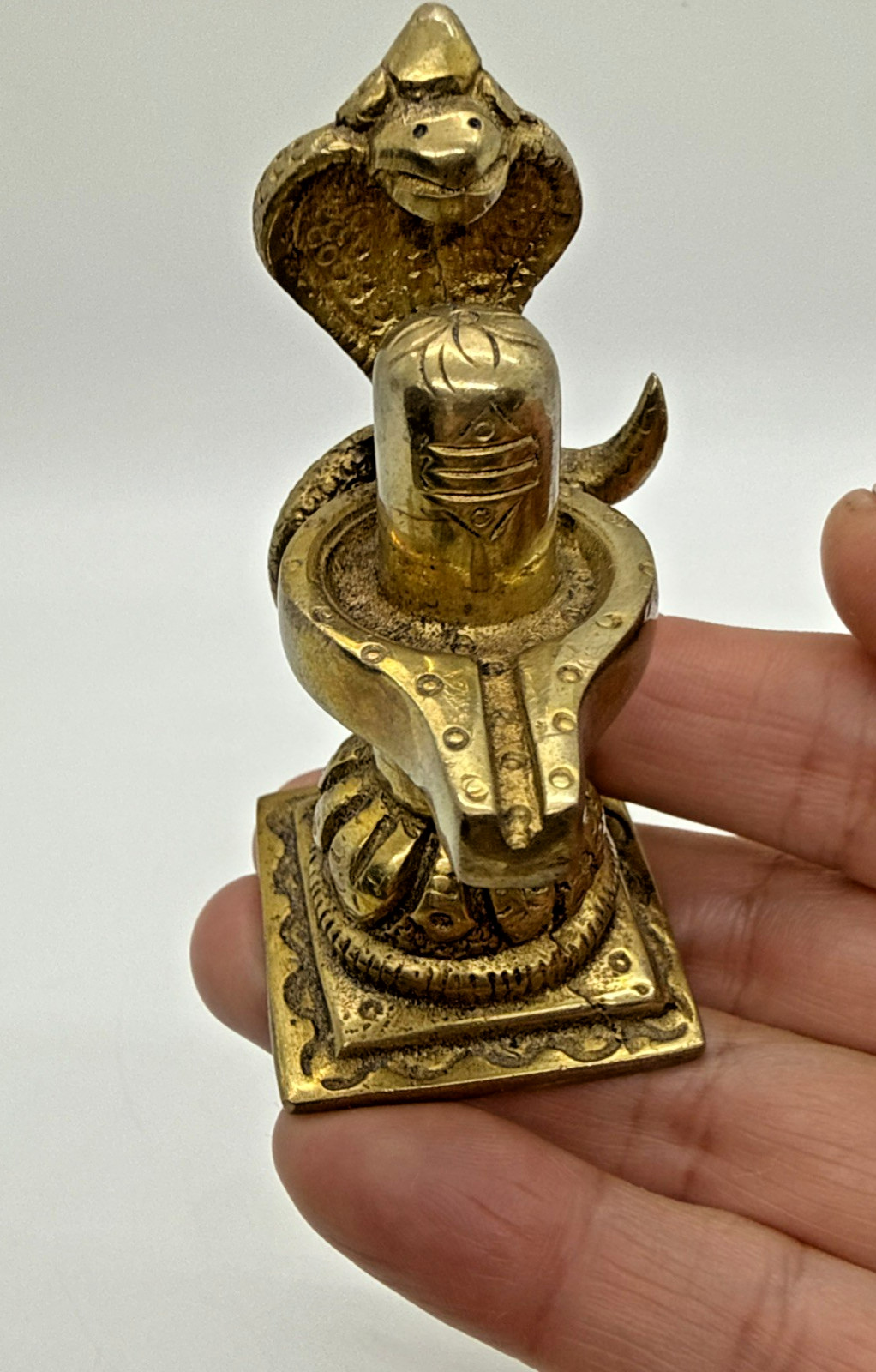 Brass Shivling 3″ Shiva Lingam Ling Mahadev Hindu Sheshnaag Yoni Naag God Snake