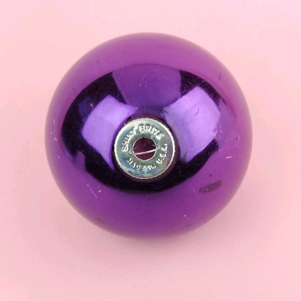 Vintage Solid Purple Shiny Brite Christmas Ornament Made In USA 3.25″ Single HTF