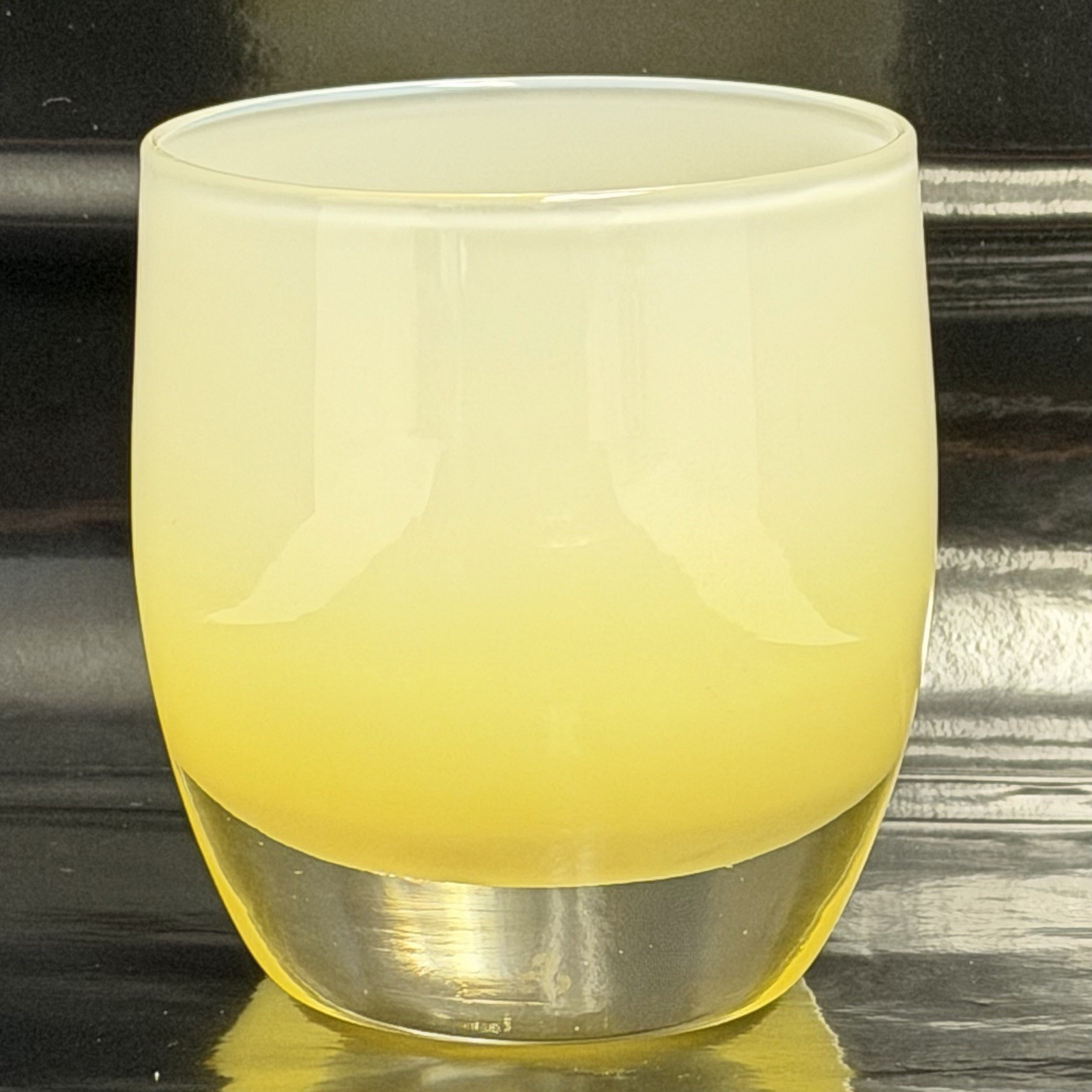 Glassybaby Angel Votive Candle Holder, Yellow/White, Original Tag #0355