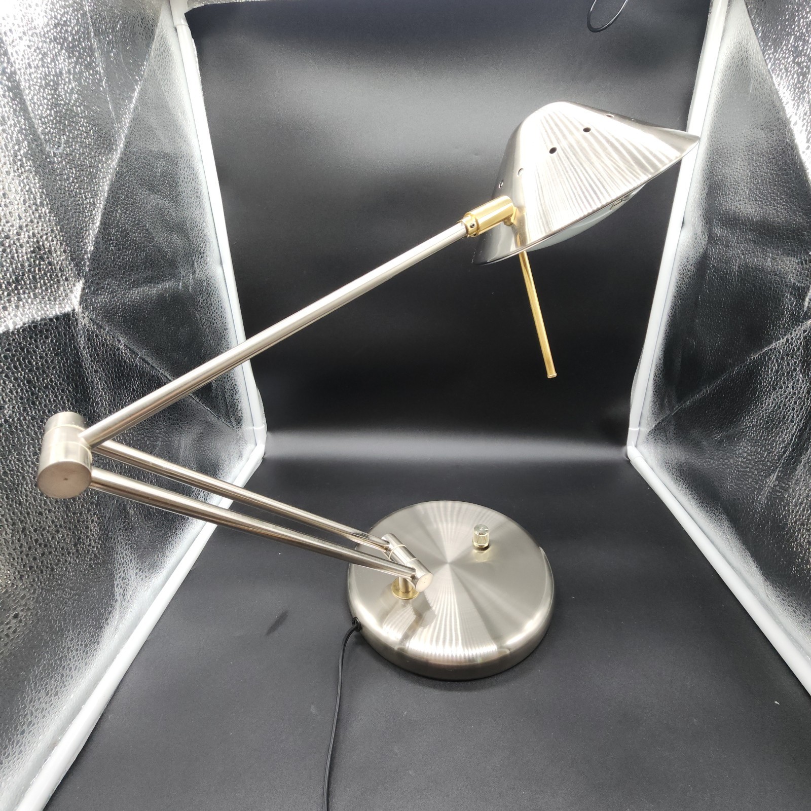 Tensor Desk Lamp brushed silver/ gold mcm LT627 Dimmable Halogen UFO design