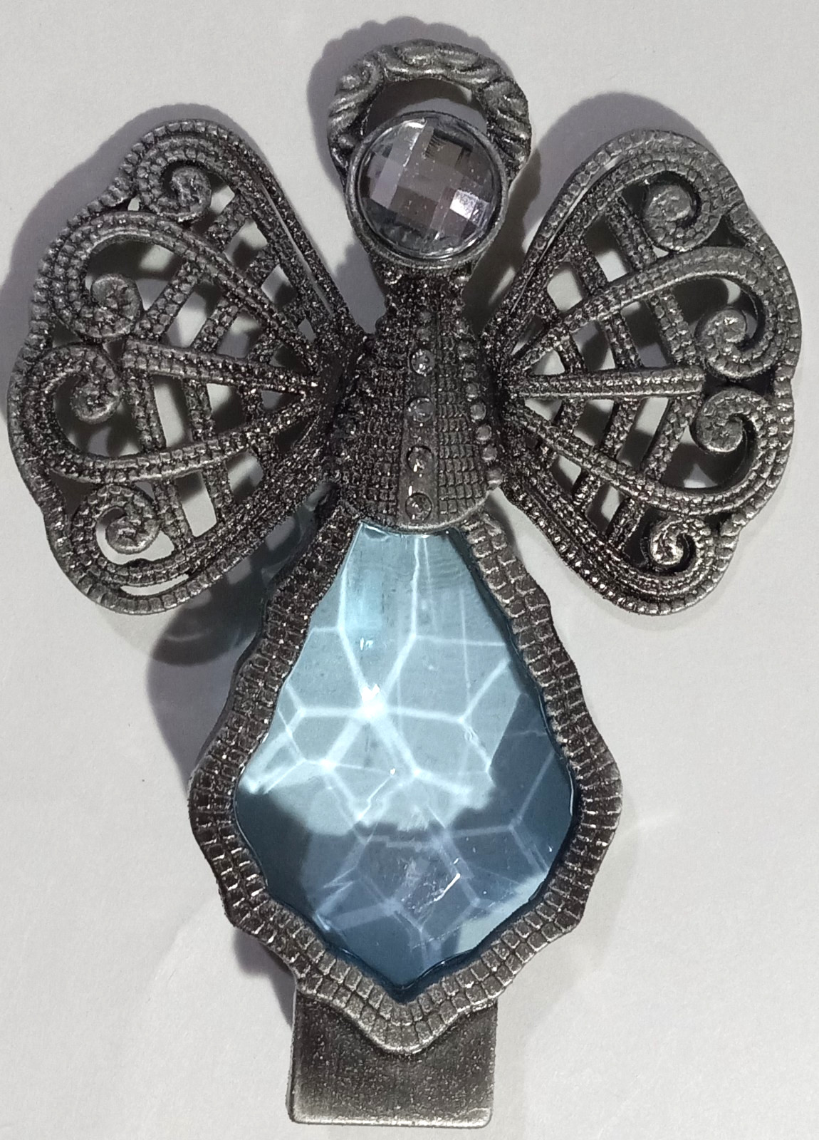 Angel Ornament Silver Painted Plastic Sun Catcher 2.5″ x 3.5″ Christmas
