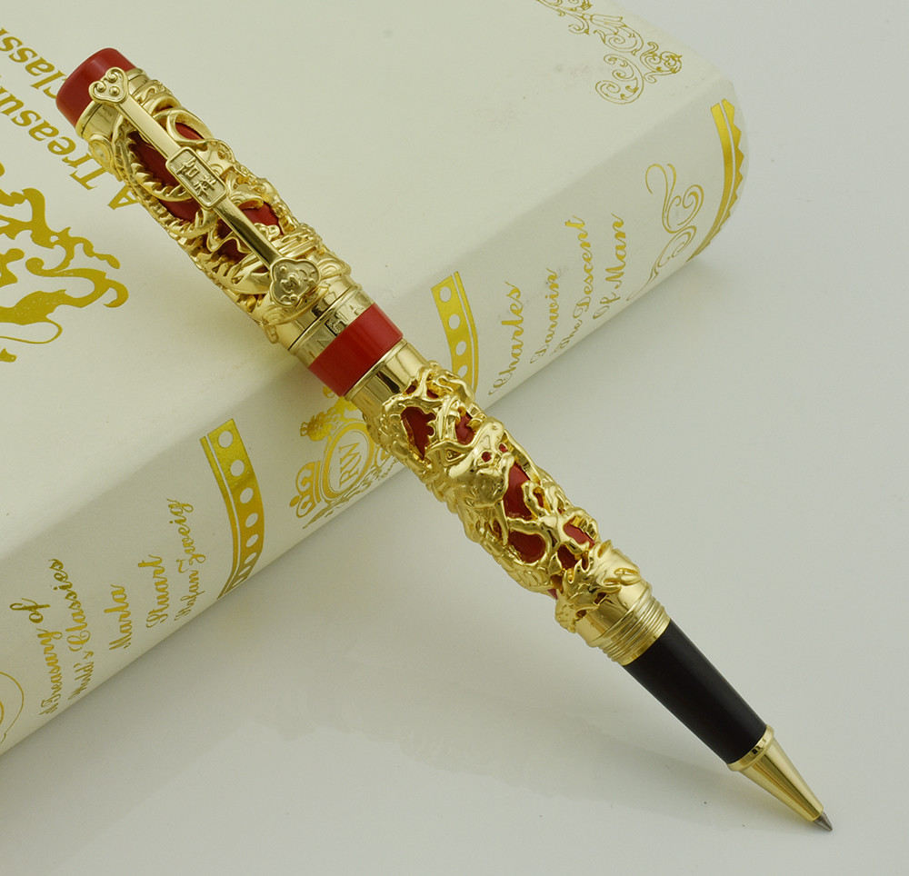 Gold Red Dragon Phoenix Rollerball Pen Writing Gift Ballpoint Pen