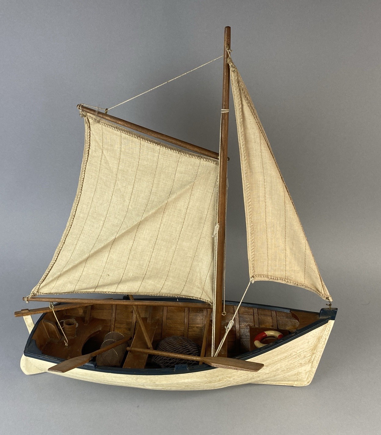 Wooden Lobster Boat Model Sailing Skiff Nautical Display Piece