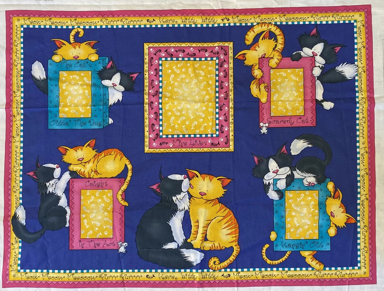 Daisy Kingdom Memory Lane Meow Picture Quilt ~ Cut & Sew Fabric ~ Love Cats!!