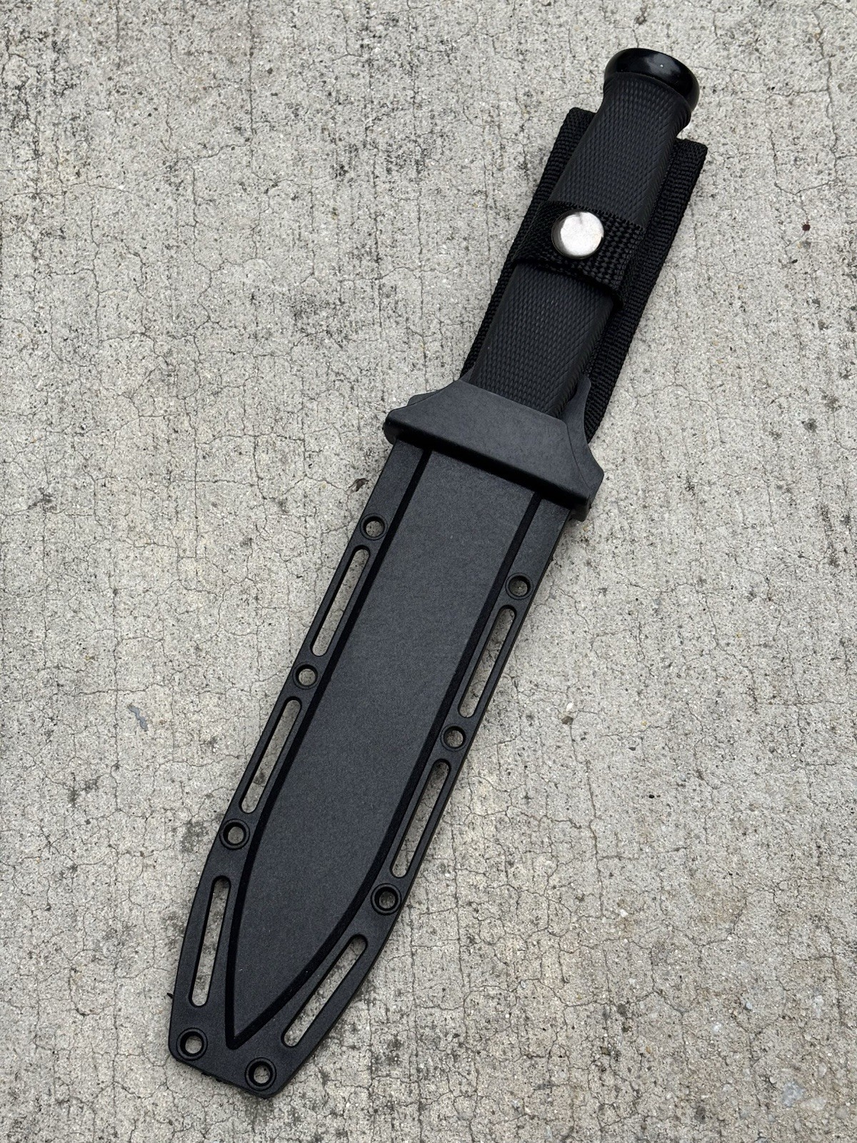 12” Spear Point Double Edge Stealth Black Fix Blade Knife Rubber Grip Full Tang