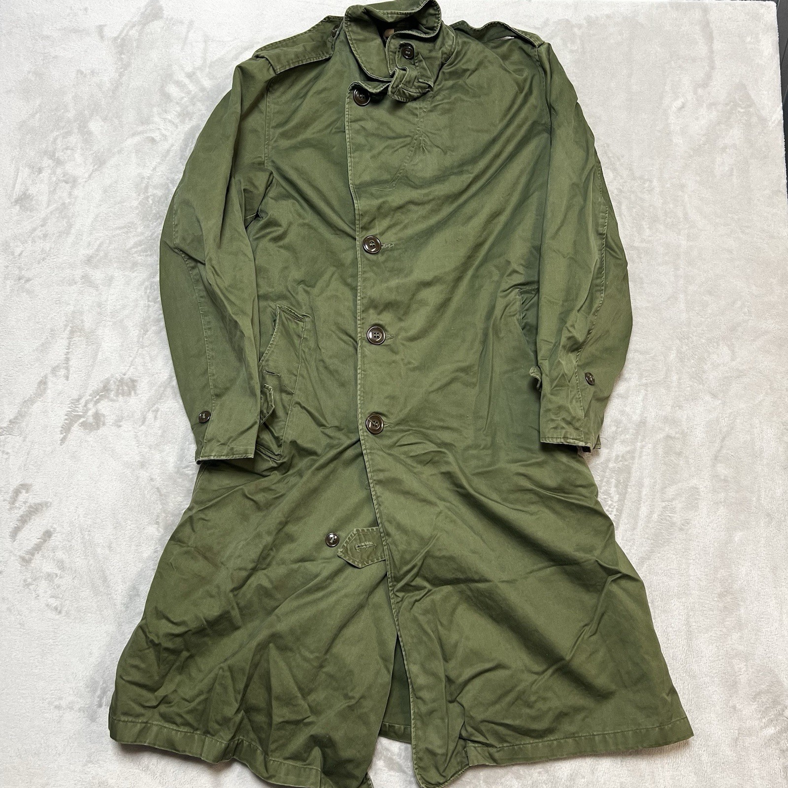 Korean War Vintage 1953 US Army M-1950 Overcoat Trench Coat OG-107 Reg Small