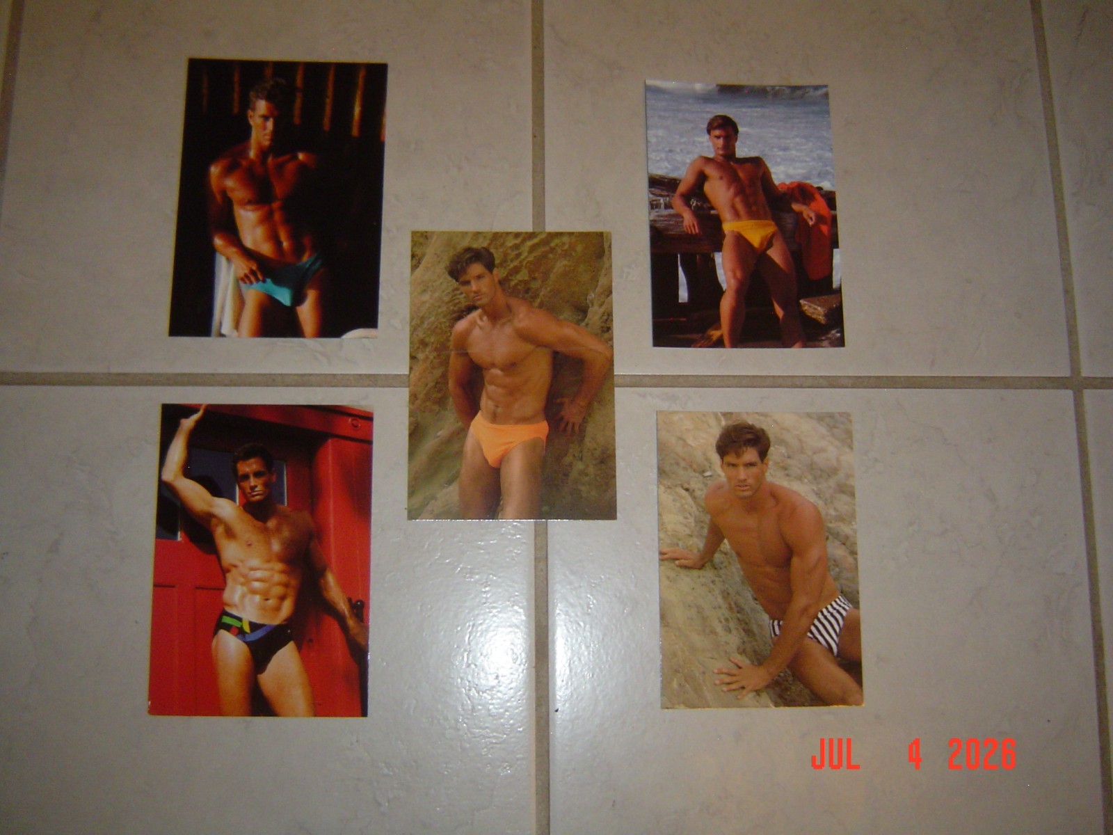 Lot of 5 Sexy 4.5″ x 6.5″ Postcards (Hot Bods) with Men in Swimsuits, Lot 5-M