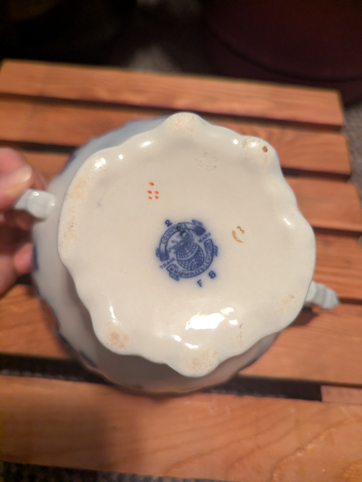 Antique W. H. Grindley Flow Blue Pattern Sugar Bowl NO LID!