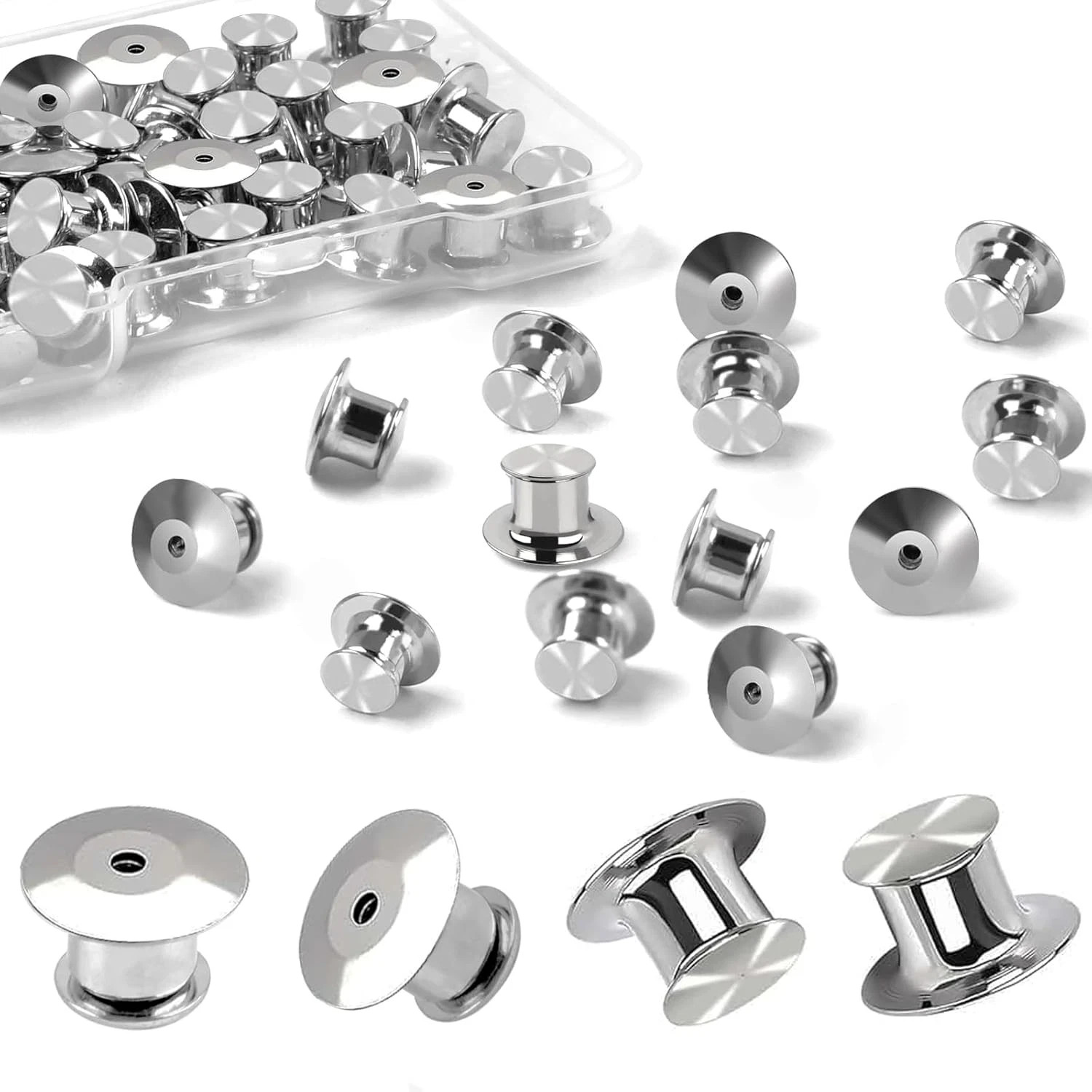 50 Pcs Metal Locking Pin Backs Pin Keepers Clasp Pin Backs Lockung Buckles