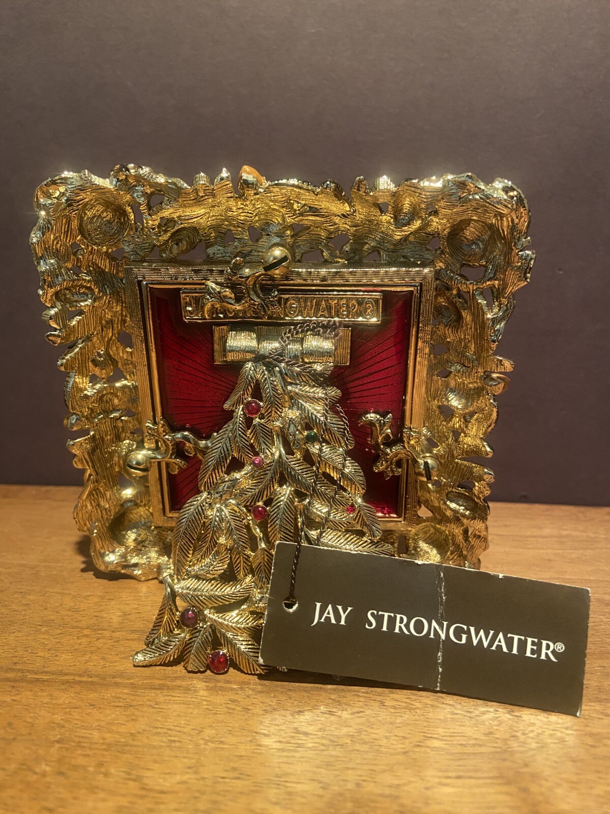 JAY STRONGWATER FRAME “CHRISTABELLE” CHRISTMAS-ORNAMENTS TREE HOLLY BEJEWELED
