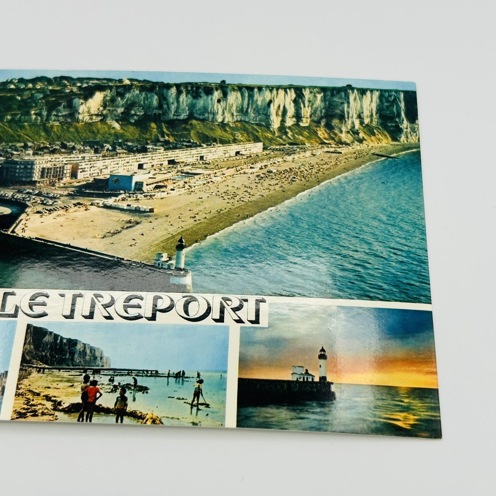 Le Treport Printed Lithograph Postcard Color 5.5 X 3.5 In France Beach Ocean