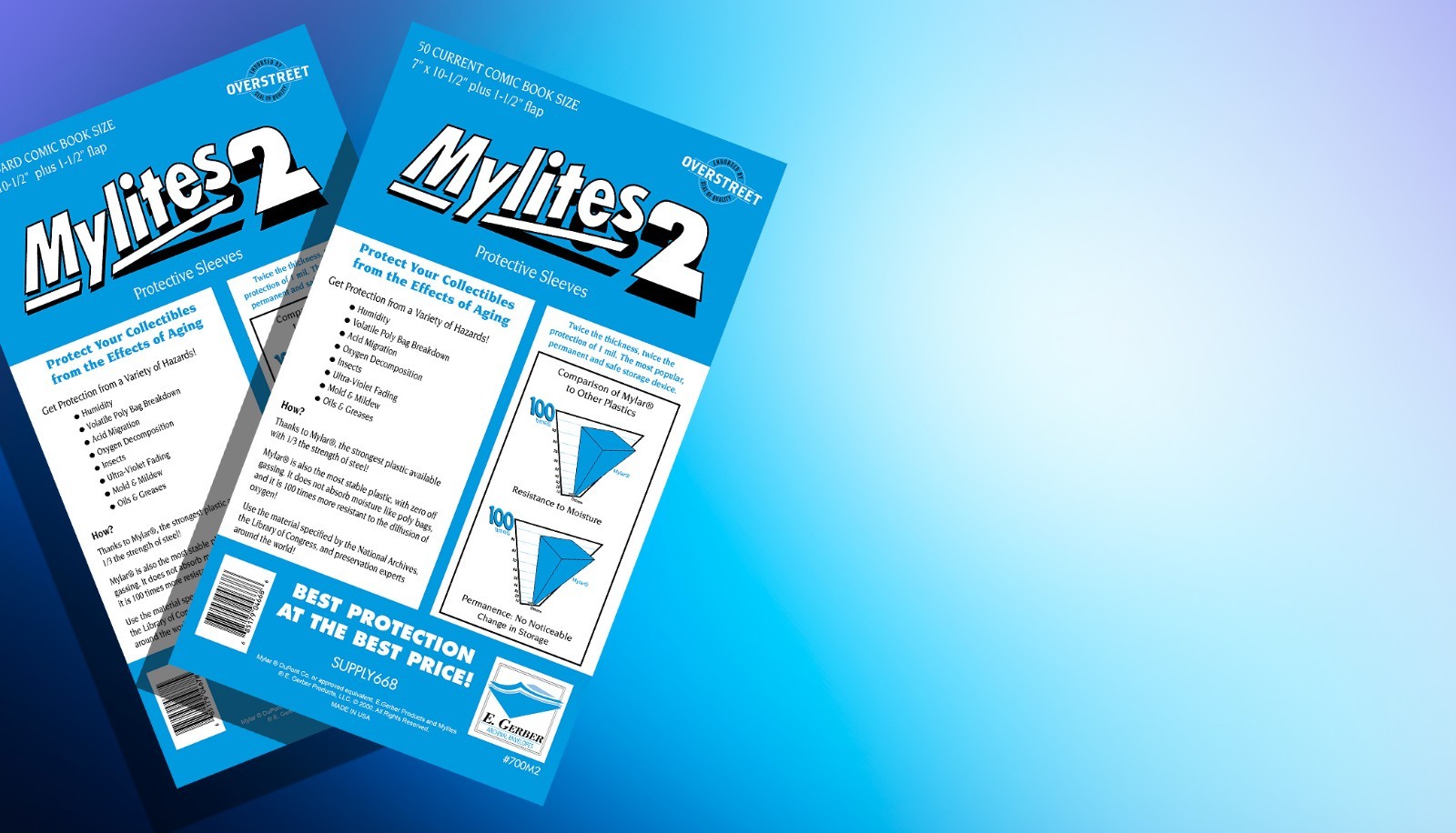 50 – E. Gerber Current Comic Mylites 2 & 35 PT Full-Backs 700M2 675FB 50 of EA