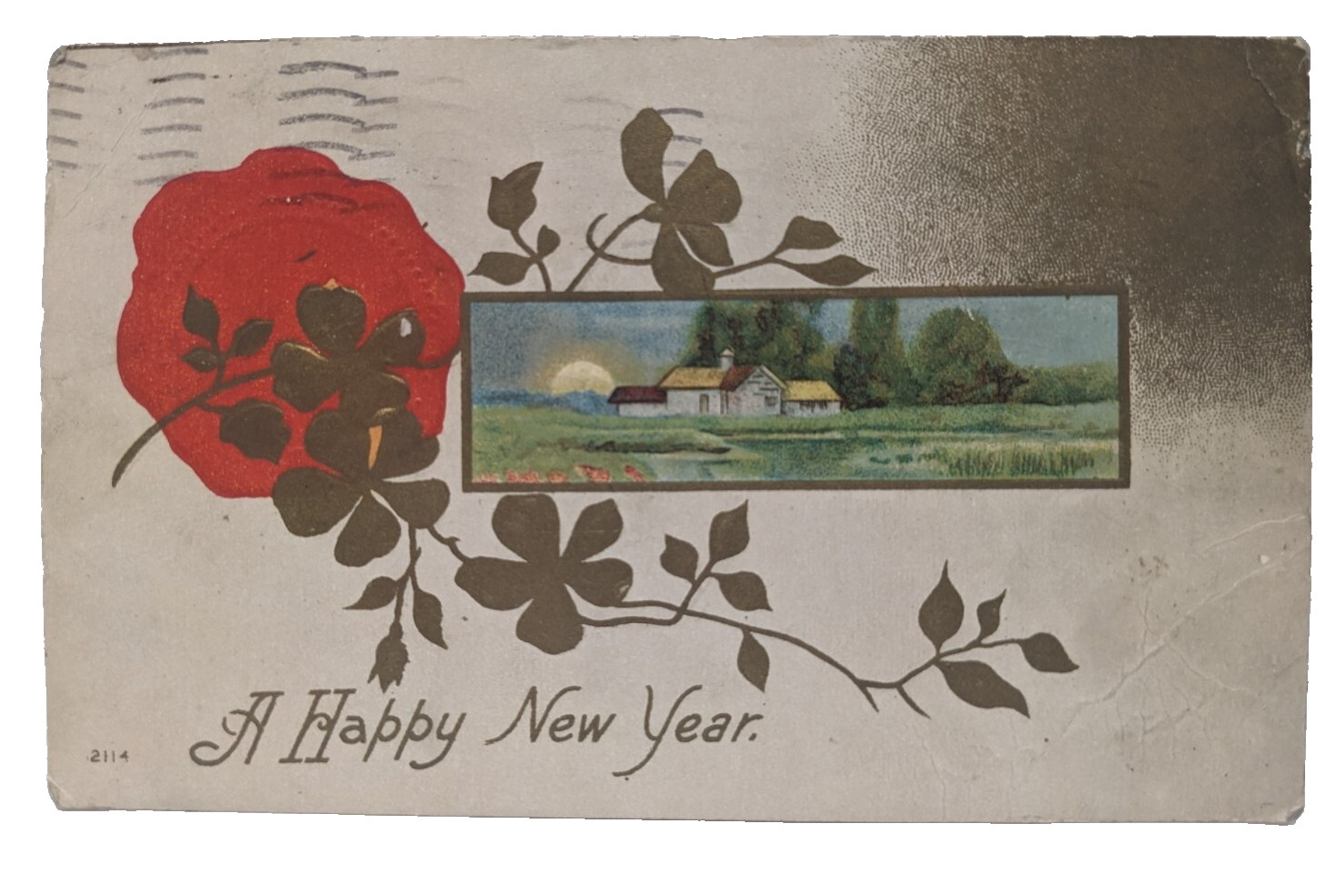 1910 Happy New Year Post Card Posted Toledo Ohio Detroit Michigan PC4