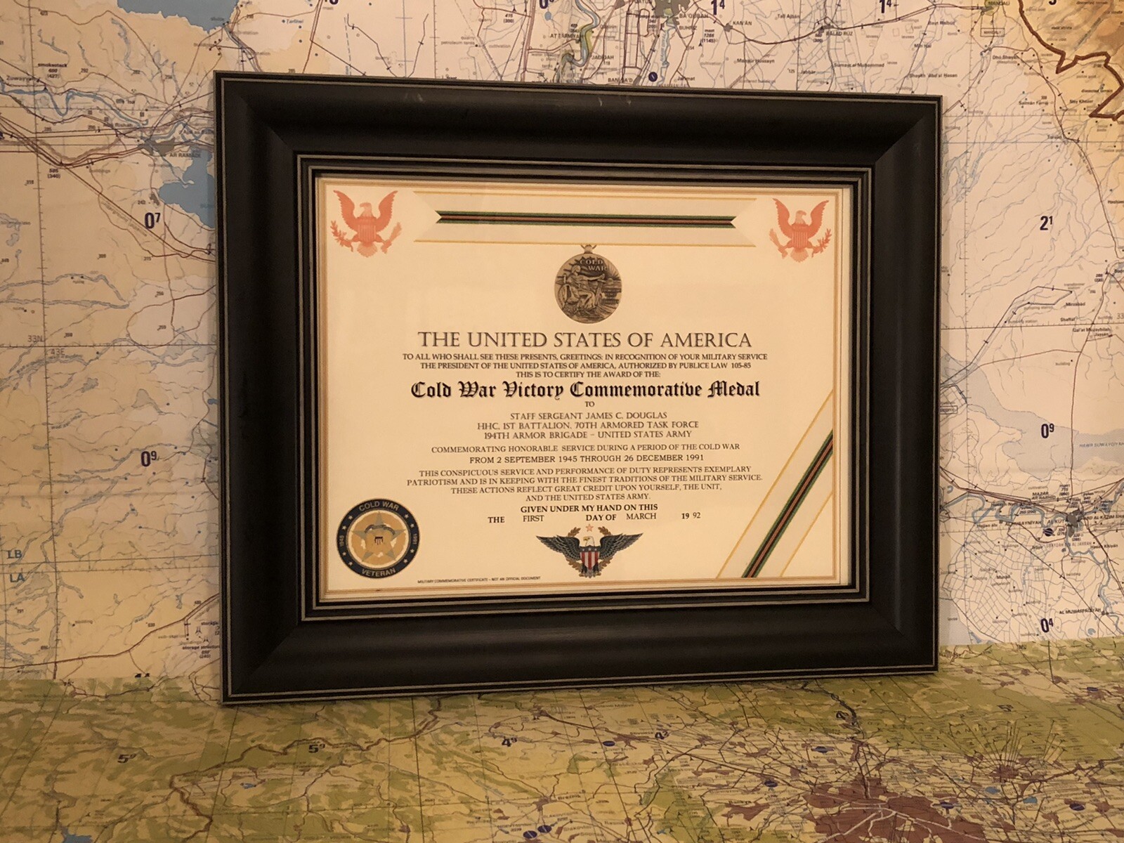 COLD WAR VICTORY COMMEMORATIVE CERTIFICATE ~ Type 1