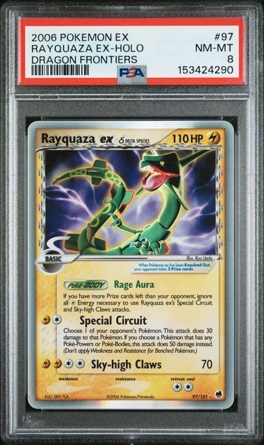 2006 Pokemon EX Dragon Frontiers 97 Rayquaza EX Holo PSA 8 NEW CERT