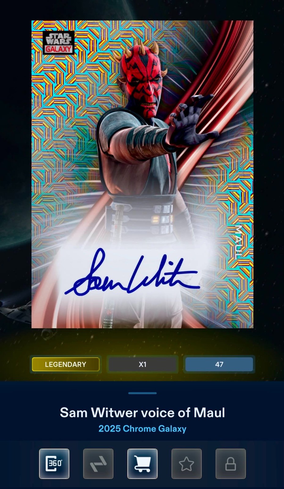 LEGENDARY DARTH MAUL MOJO REFRACTOR SIGNATURE CHROME TOPPS STAR WARS CARD TRADER