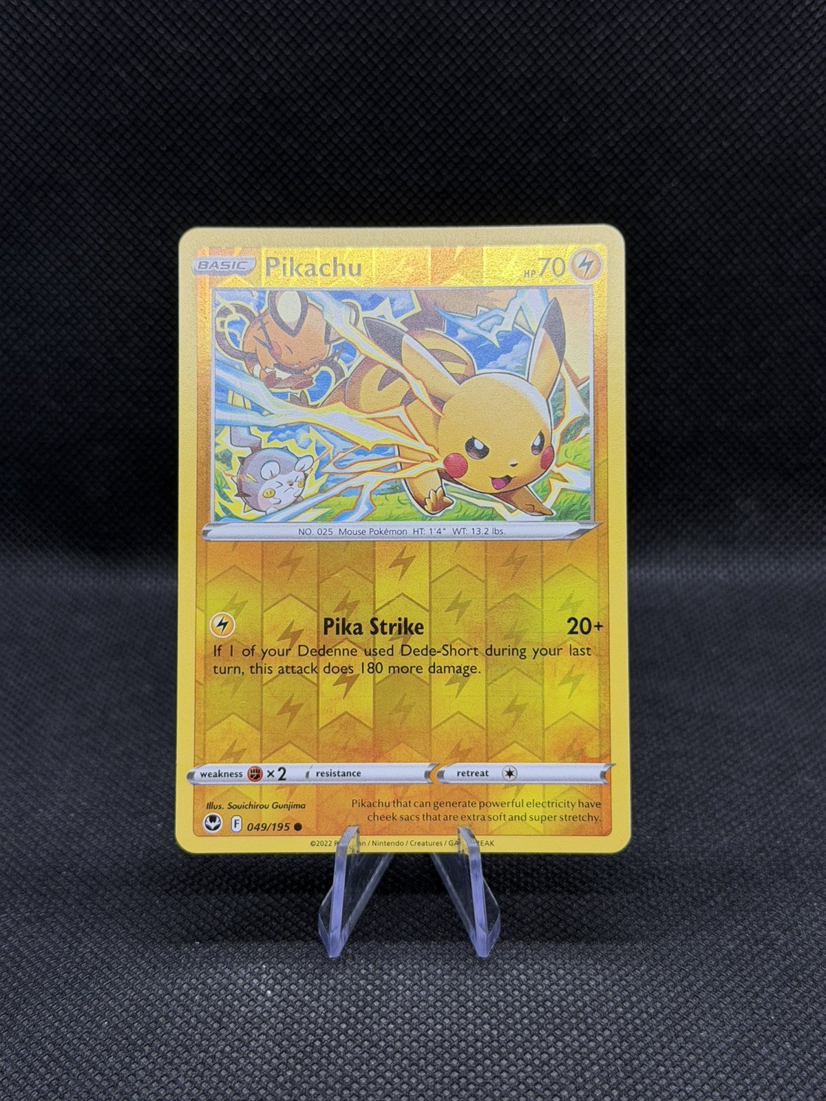 Pikachu 049/195 – Reverse Holo – Pokémon TCG Card – Silver Tempest – NEAR MINT