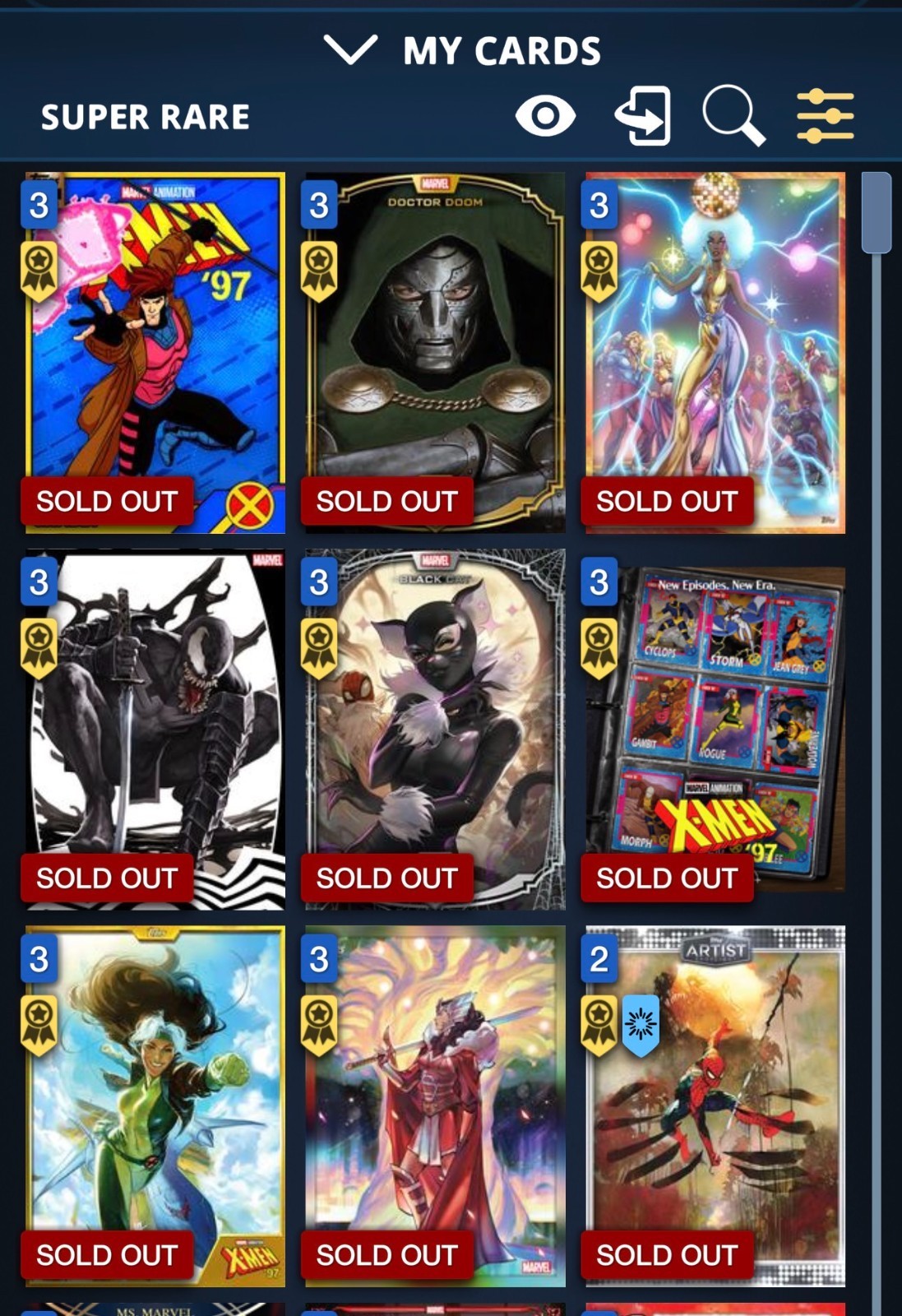 Topps Marvel Collect – Pick Any 2023-2025 Award Super Rare (SRs) Digital