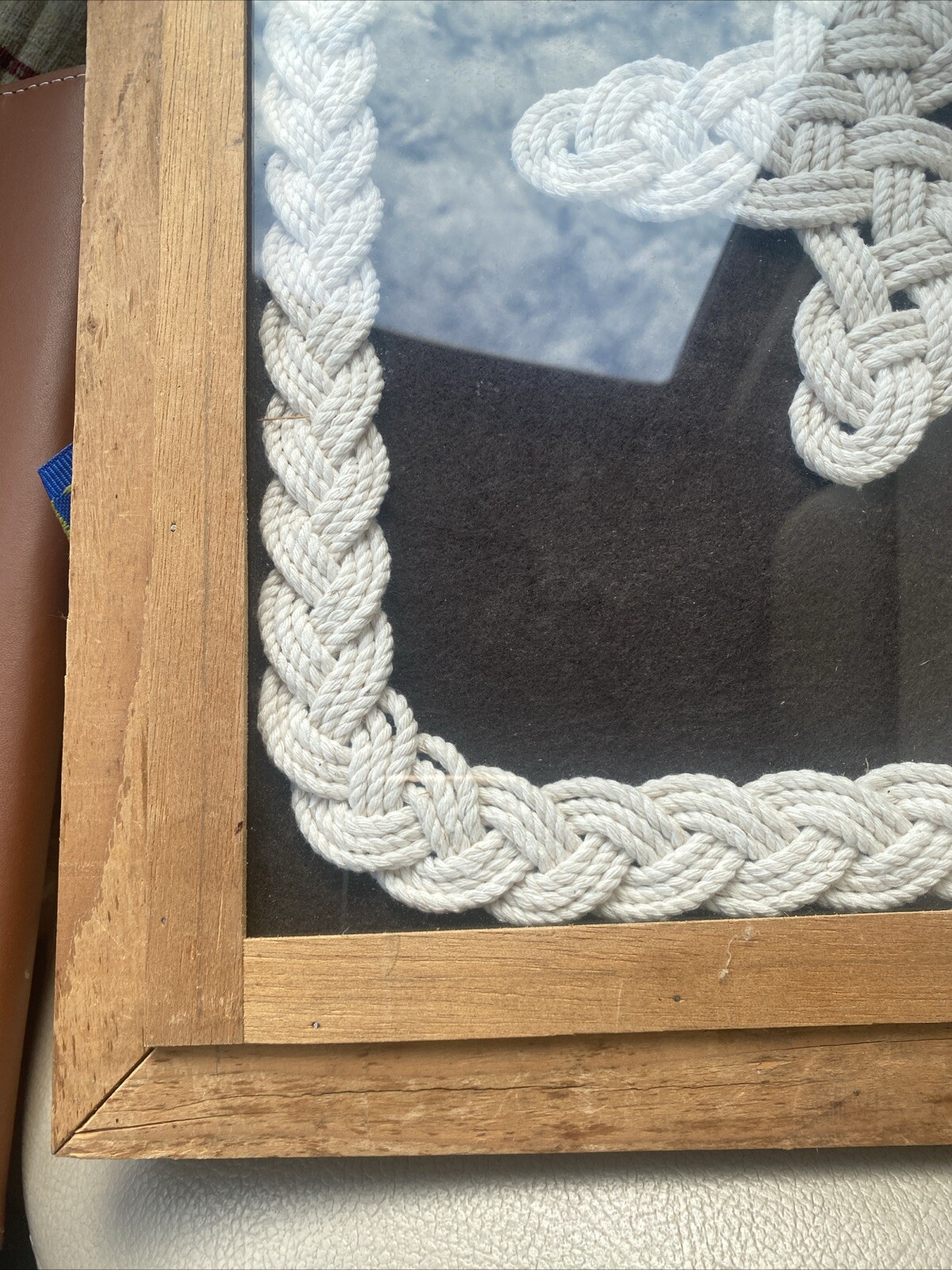 Nautical Star Embroidered Border Sailing Hanging Picture Frame 17”x17” Farmhouse