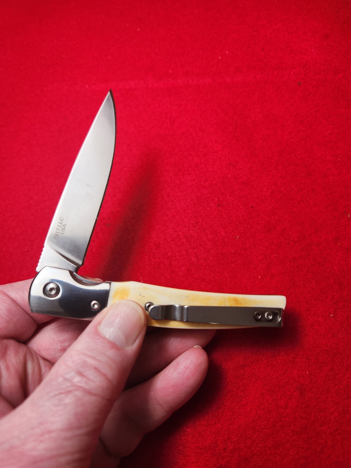 Moore Maker USA 5117 LLC Linerlock Knife Toasted Bone Handles NIB