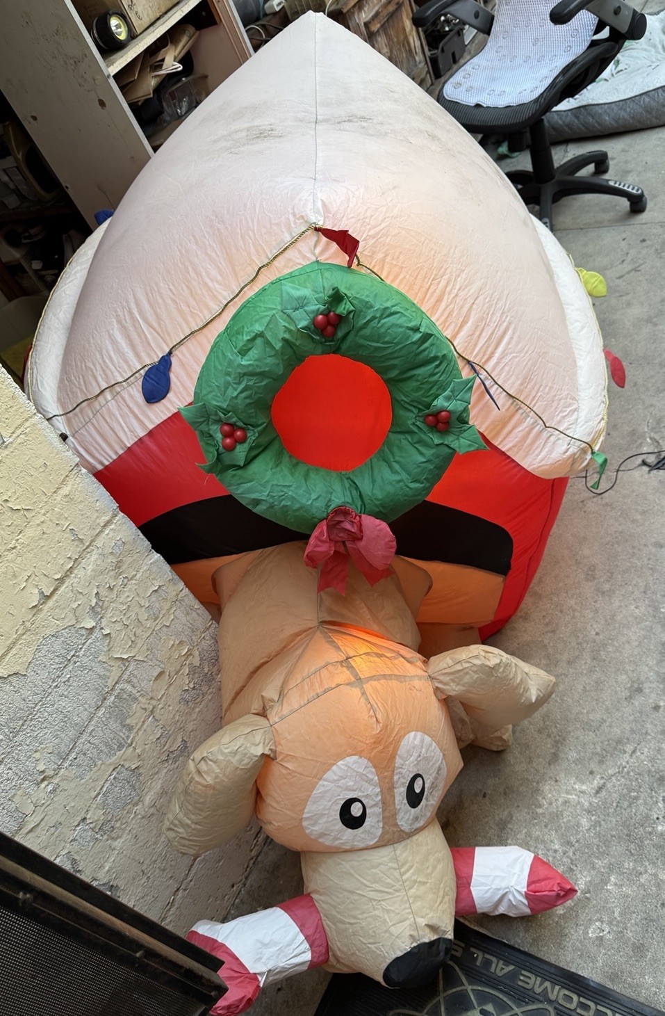 3.6ft. Airblown Inflatable Gemmy Christmas Animated Dog with Candy Cane Bone