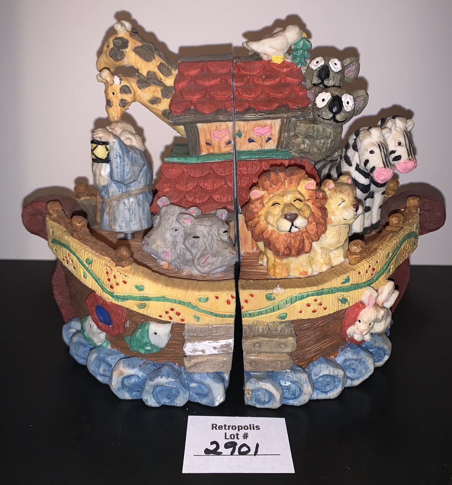 Noah’s Ark Musical Bookends Religious Animals Vintage